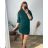 Long Sleeve Dress with Collar Ladies (uni xL / 2XL) ITALIAN FASHION IM519559-XL2XL 52/54 dark emerald