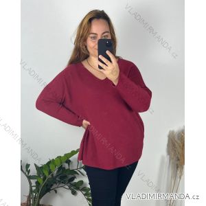 Knitted Dress a-Sweater Extended Long Sleeve Women's Plus Size (XL / 2XL ONE SIZE) ITALIAN FASHION IM4212261