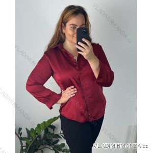 Women's Satin Long Sleeve Shirt (S/M/L ONE SIZE) ITALIAN FASHION IM322560