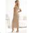 564-1 CALLIE Midi dress with open shoulders and neckline - beige