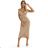 564-1 CALLIE Midi dress with open shoulders and neckline - beige