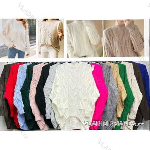 Women's Long Sleeve Knitted Sweater (44/46/48 ONE SIZE) ITALIAN FASHION IMBM24203