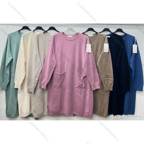 Women's Plus Size Oversize Long Sleeve Sweatshirt Dress (52/54/56 ONE SIZE) ITALIAN FASHION IM424631