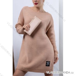 Women's Plus Size Warm Knitted Long Sleeve Dress (52/54/56 ONE SIZE) ITALIAN FASHION IM424637