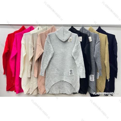 Long Sleeve Knitted Turtleneck Sweater Women Plus Size (48/50/52 ONE SIZE) ITALIAN FASHION IM424642