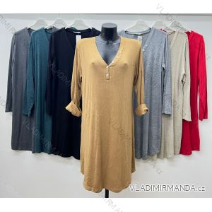 Women's Plus Size Long Casual Long Sleeve Dress (46/48/50 ONE SIZE) ITALIAN FASHION IM424645