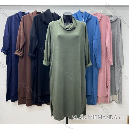 Women's Plus Size Long Warm Long Sleeve Turtleneck Dress (46/48/50 ONE SIZE) ITALIAN FASHION IM424646