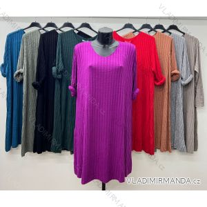 Women's Plus Size Long Knitted Long Sleeve Dress (54/56/58 ONE SIZE) ITALIAN FASHION IM424647