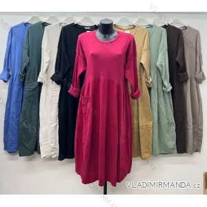 Long Casual Dress 3/4 Long Sleeve Women's Plus Size (48/50/52 ONE SIZE) ITALIAN FASHION IM424654