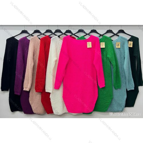 Women's Plus Size Extended Knitted Long Sleeve Sweater (44/46/48 ONE SIZE) ITALIAN FASHION IM424657