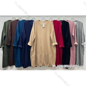 Long Casual Dress 3/4 Long Sleeve Women's Plus Size (50/52/54 ONE SIZE) ITALIAN FASHION IM424660