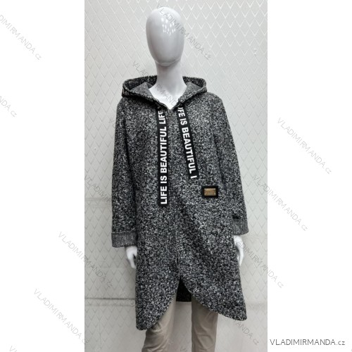 Women's Plus Size Autumn Lamb Coat (XL/2XL ONE SIZE) ITALIAN FASHION IMWD223377 grey XL/2XL