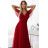 562-2 NASTIA Long dress with neckline and short sleeves - burgundy