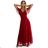 562-2 NASTIA Long dress with neckline and short sleeves - burgundy