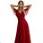 562-2 NASTIA Long dress with neckline and short sleeves - burgundy