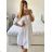 Women's Long Chiffon Short Sleeve Dress (S/M ONE SIZE) ITALIAN FASHION IMWGS231048 M / L white