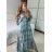 Women's Long Sleeve Summer Shirt Dress (S/M/L ONE SIZE) INDIAN FASHION IMWY23123 -   blue -   M / L