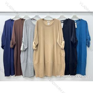 Women's Plus Size Long Warm Long Sleeve Dress (50/52/54 ONE SIZE) ITALIAN FASHION IM424636