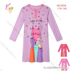 Long-sleeved night shirt for children, teenagers, girls (116-146) KUGO MN3773