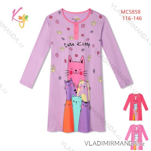 Long-sleeved night shirt for children, teenagers, girls (116-146) KUGO MN3773