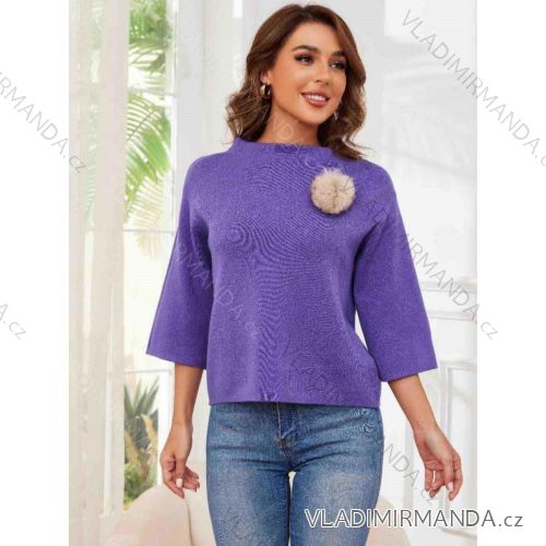 Women's 3/4 Long Sleeve Knitted Sweater (S/M/L ONE SIZE) ITALIAN FASHION IMM24M5986-1