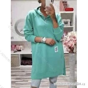 Šaty mikinové s kapucí dlouhý rukáv dámské nadrozměr (XL/2XL ONE SIZE) ITALSKÁ MÓDA IMD211104