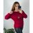 Shirt extended 3/4 long sleeve women's (L/XL/2XL ONE SIZE) ITALIAN FASHION IM423025 48/50 wine