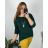 Women's oversize sweater with print (M / L ONE SIZE) ITALIAN FASHION IMB22KELLY 50/52 dark emerald