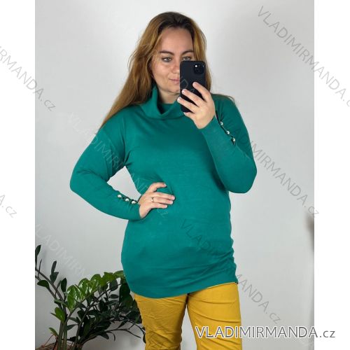 Women's oversize sweater with print (M / L ONE SIZE) ITALIAN FASHION IMB22KELLY 46/48 green