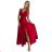 498-4 Long satin dress with a neckline and double straps - red