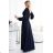 572-1 NELA shiny long gown with neckline and long sleeves - navy blue