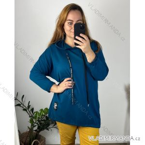 Women's Plus Size Long Sleeve Hoodie (52/54/56 ONE SIZE) ITALIAN FASHION IMD24LUISA