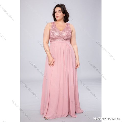 Women's Plus Size (42-48) Long Elegant Party Dress With Wide Straps FRENCH FASHION FMPEL23ROBELAETITIAQS