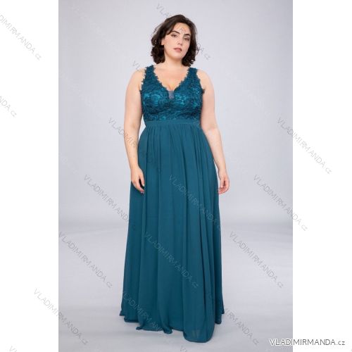 Women's Plus Size (42-48) Long Elegant Party Dress With Wide Straps FRENCH FASHION FMPEL23ROBELAETITIAQS