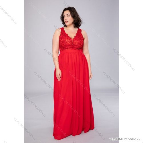 Women's Plus Size (42-48) Long Elegant Party Dress With Wide Straps FRENCH FASHION FMPEL23ROBELAETITIAQS