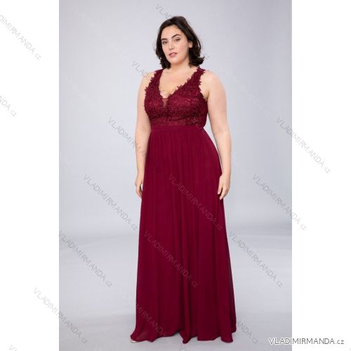 Women's Plus Size (42-48) Long Elegant Party Dress With Wide Straps FRENCH FASHION FMPEL23ROBELAETITIAQS