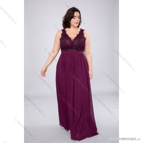 Women's Plus Size (42-48) Long Elegant Party Dress With Wide Straps FRENCH FASHION FMPEL23ROBELAETITIAQS