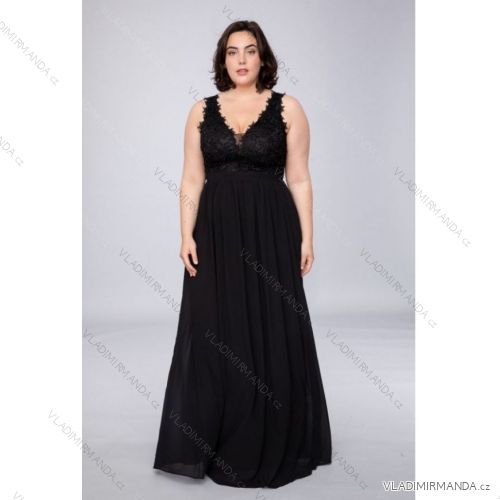 Women's Plus Size (42-48) Long Elegant Party Dress With Wide Straps FRENCH FASHION FMPEL23ROBELAETITIAQS