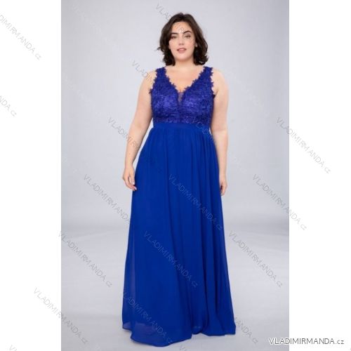 Women's Plus Size (42-48) Long Elegant Party Dress With Wide Straps FRENCH FASHION FMPEL23ROBELAETITIAQS