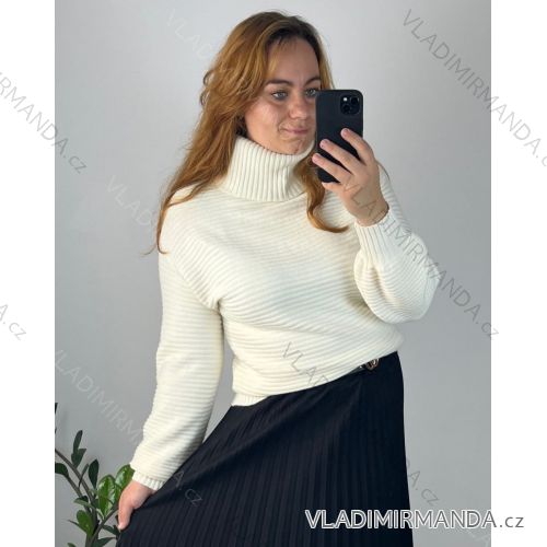 Women's oversize sweater with print (M / L ONE SIZE) ITALIAN FASHION IMB22KELLY 44/46 béžová krémová