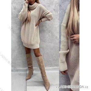 Women's Plus Size Warm Knitted Long Sleeve Dress (52/54/56 ONE SIZE) ITALIAN FASHION IM424637