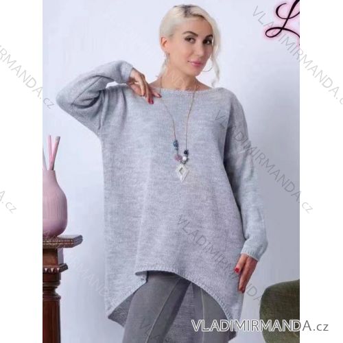 Women's Plus Size Warm Knitted Long Sleeve Dress (52/54/56 ONE SIZE) ITALIAN FASHION IM424637