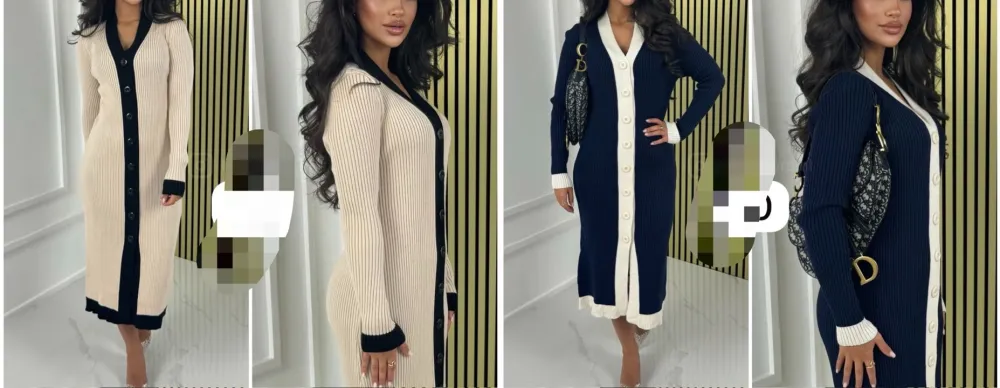 Women's Long Warm Long Sleeve Dress (S/M ONE SIZE) ITALIAN FASHION IMPMD245165AY