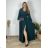 Women's Long Elegant Dress with Wide Straps (SL) FRENCH FASHION FMPEL23VELVET -   emerald green -   XL