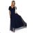 562-1 NASTIA Long dress with neckline and short sleeves - navy blue