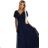 562-1 NASTIA Long dress with neckline and short sleeves - navy blue