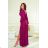 Long dress, elegant, glittering, long sleeves, women's, plus size (34-50) POLISH FASHION PMLWD24RAMONA, dark pink, 34