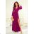 Long dress, elegant, glittering, long sleeves, women's, plus size (34-50) POLISH FASHION PMLWD24RAMONA, dark pink, 34