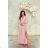 Women's Long Elegant Dress with Wide Straps (SL) FRENCH FASHION FMPEL23VELVET rose old rose 34