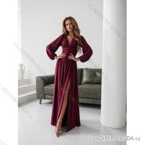 Women's Long Elegant Dress with Wide Straps (SL) FRENCH FASHION FMPEL23VELVET